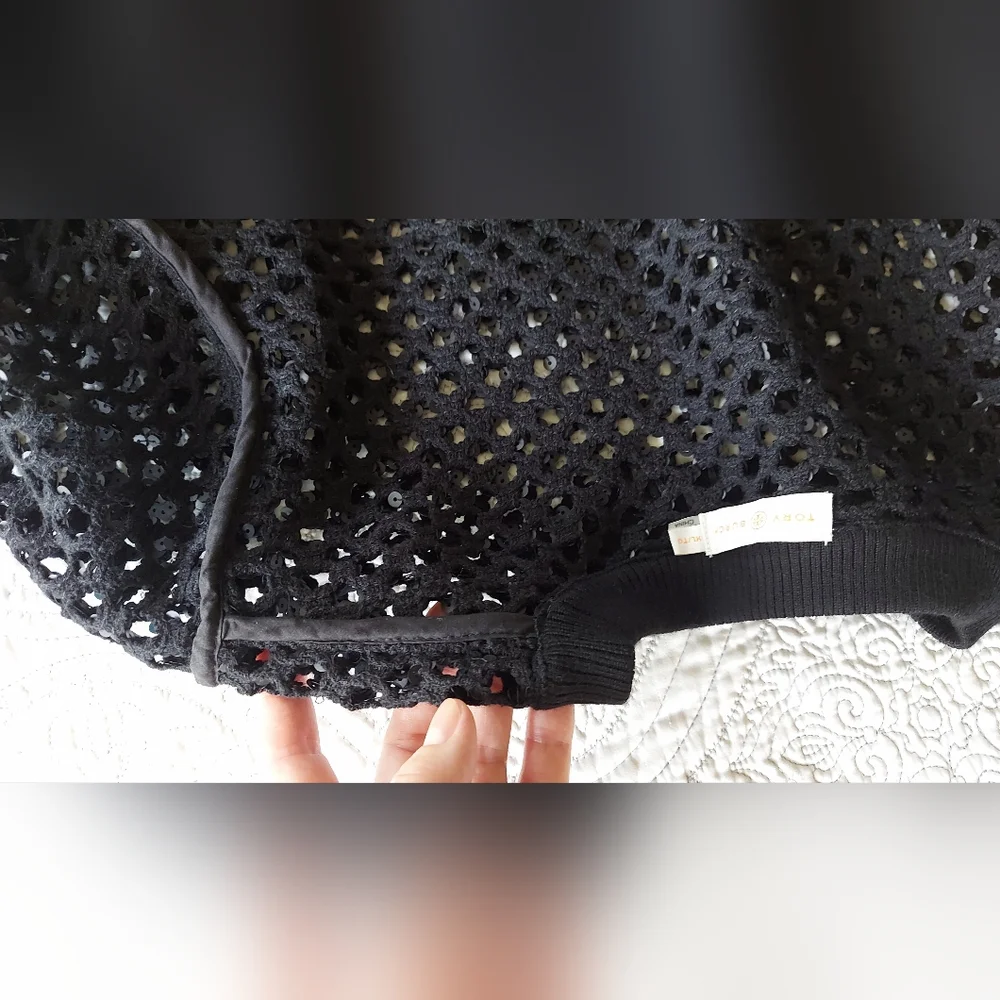 Tory Burch Lansing Merino Wool Jumper with Sequins — Size XL/TG
